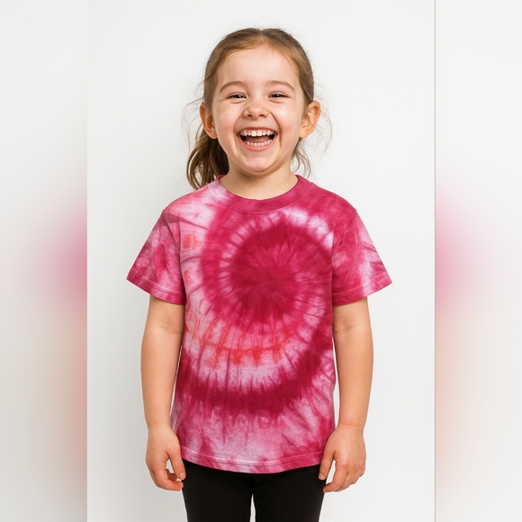 Kids Medium Juniors Small Tie Dye Spiral Design Tee Shirt - Picture 2 of 5